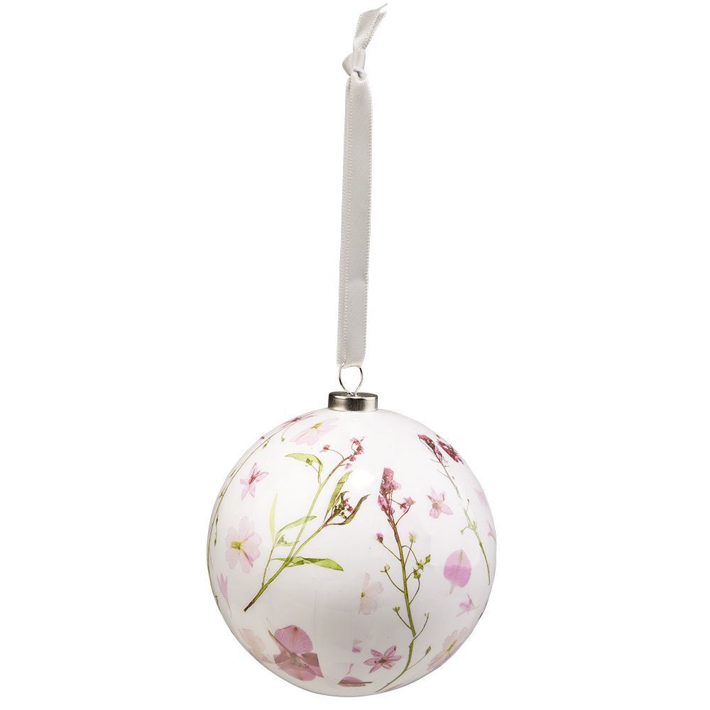 Boule de No&euml;l design floral Ø8cm