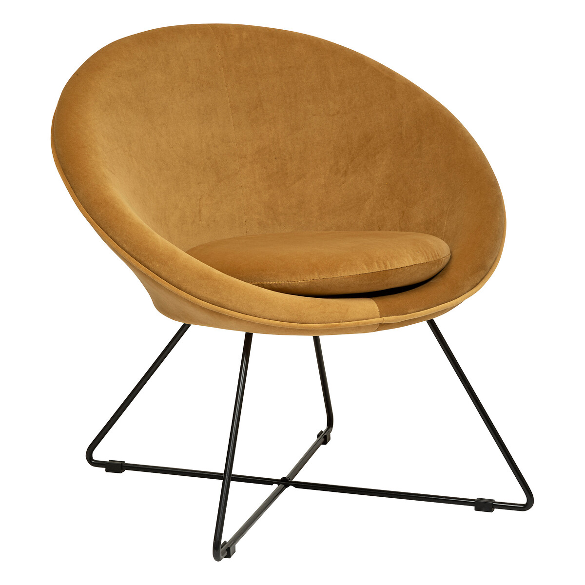 Armchair"Evan" Velvet, ochre yellow