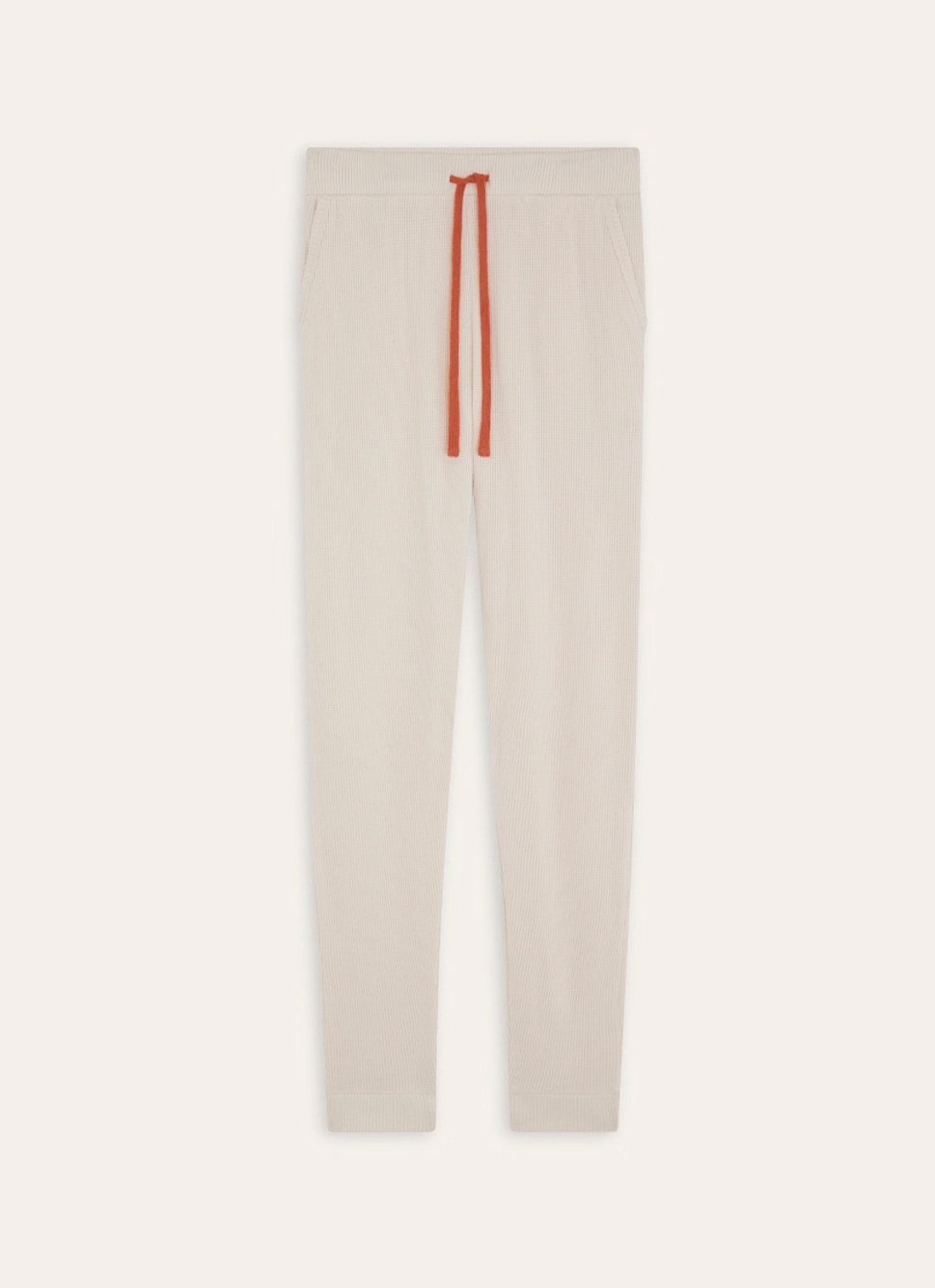 PANTALON D'INTÉRIEUR EN MAILLE NID D'ABEILLE ECRU