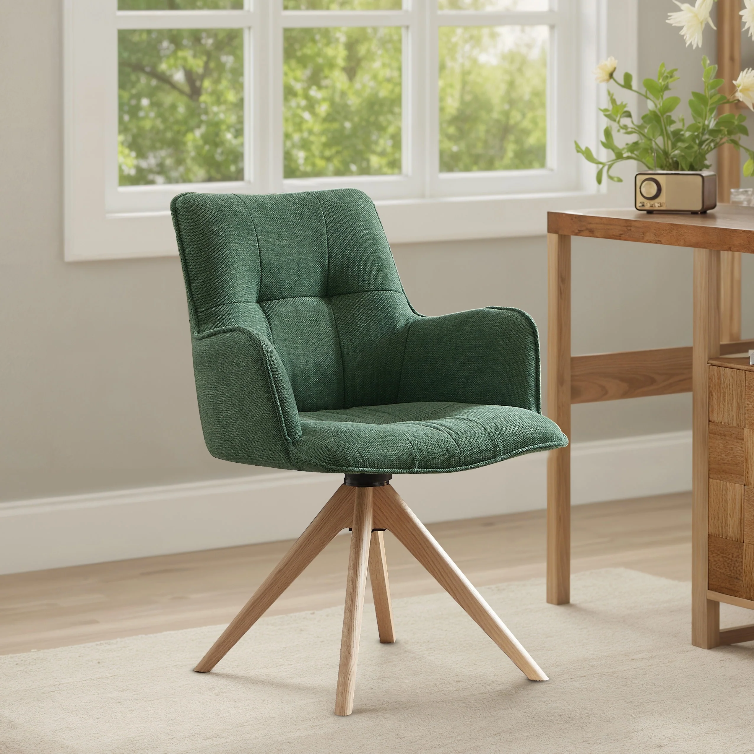 Art Leon Swivel Wood Accent Arm Chair