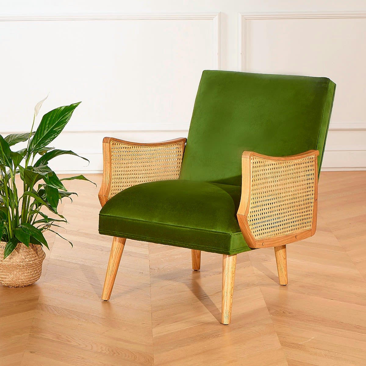 CUBA - CUBA - Fauteuil vintage canné vert vintage