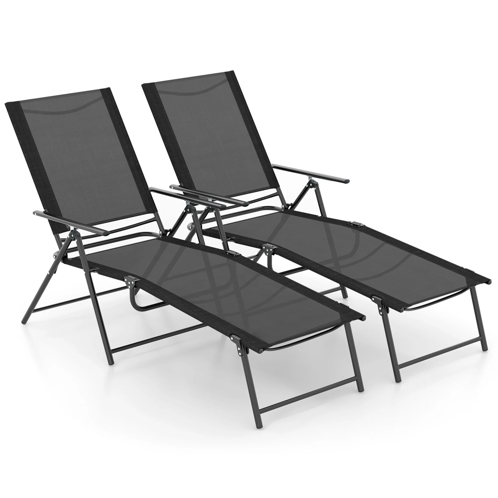 Costway 2 Piece Patio Folding Chaise Lounge Chairs with 6-Level - See Details