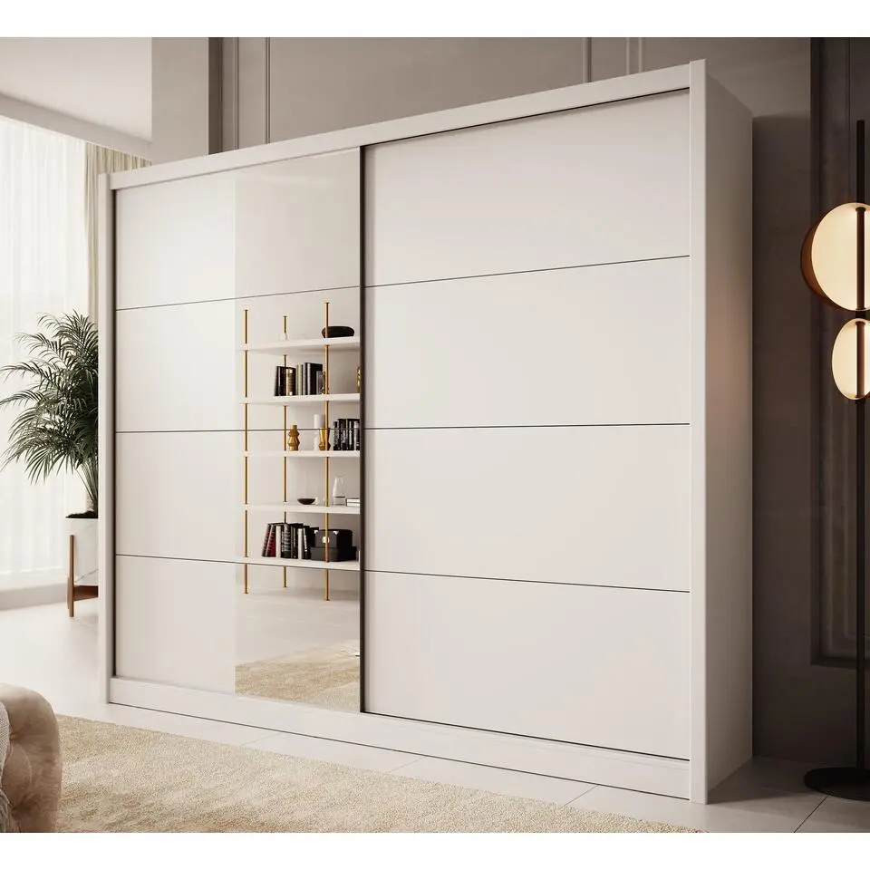 Meubella - Kledingkast Azul - Wit - 251 cm - Met spiegel