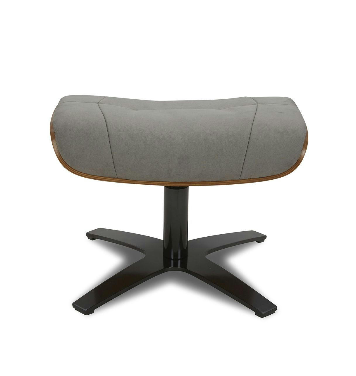 NAOS - Pouf en Microfibre et chêne Naturel - Microfibre Anthracite