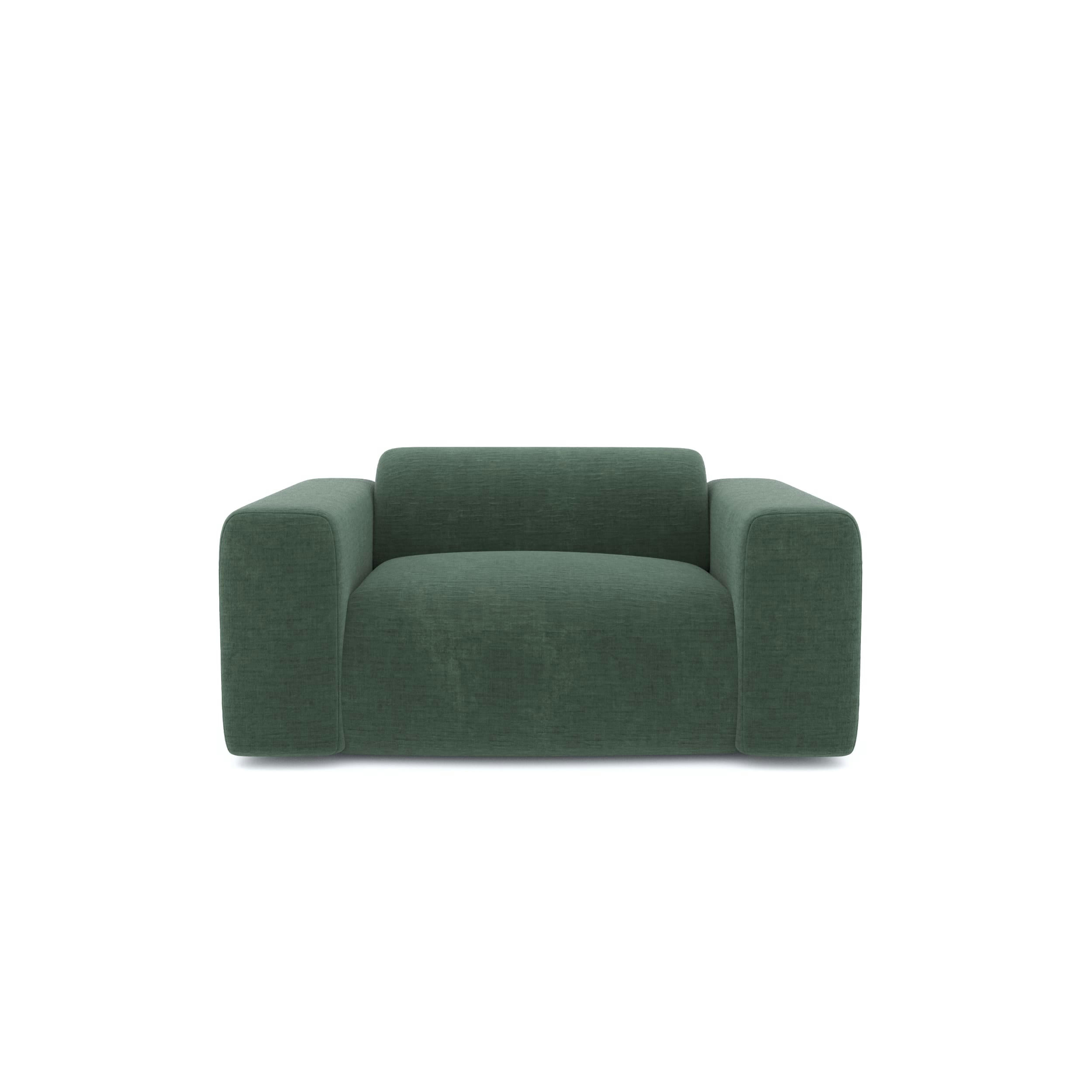 MYRA - Fauteuil velours texturé vert émeraude