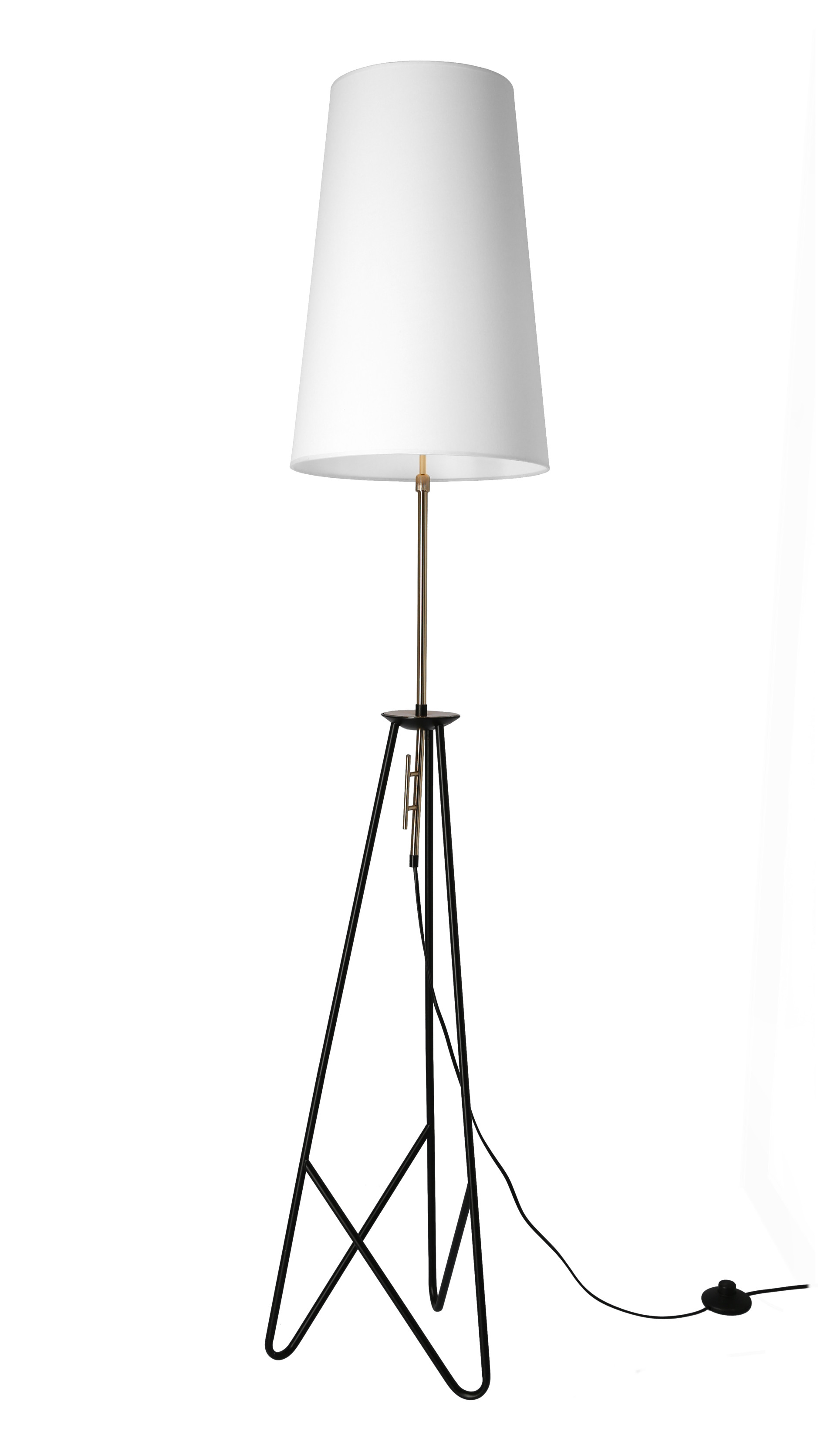 Lampa podłogowa TAFLO czarno złota 1x60w e27 abażur biały