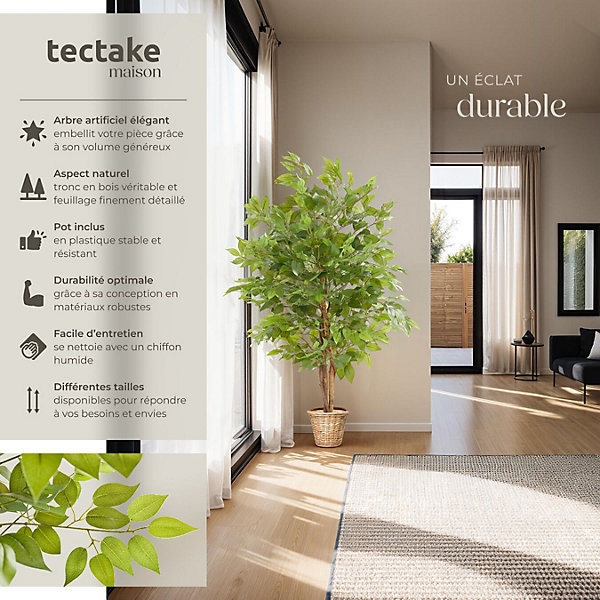 Ficus artificiel à l'aspect naturel avec beaucoup de volume 120cm