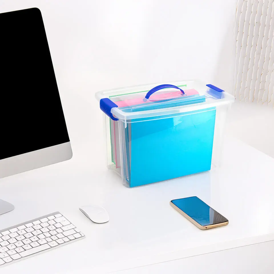 Plasticforte Opbergbox met deksel - blauw - 22L - kunststof