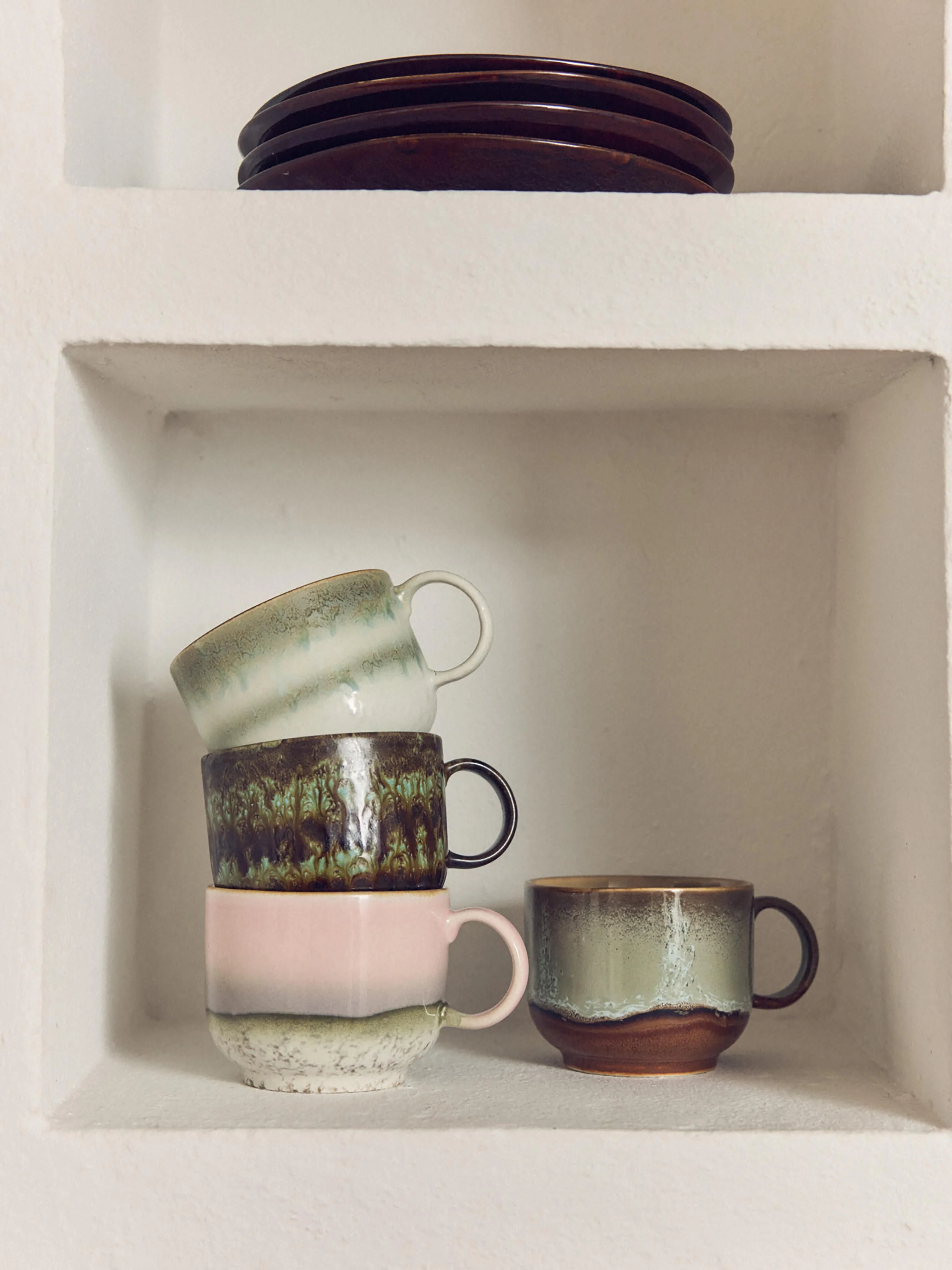 Handgefertigte Tasse 70's mit Reaktivglasur