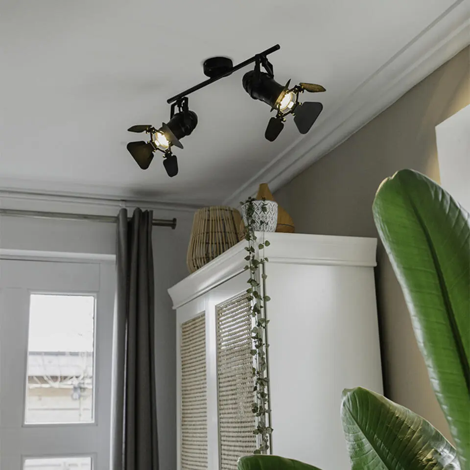 Qazqa verstelbare plafondspot movie zwart gu10