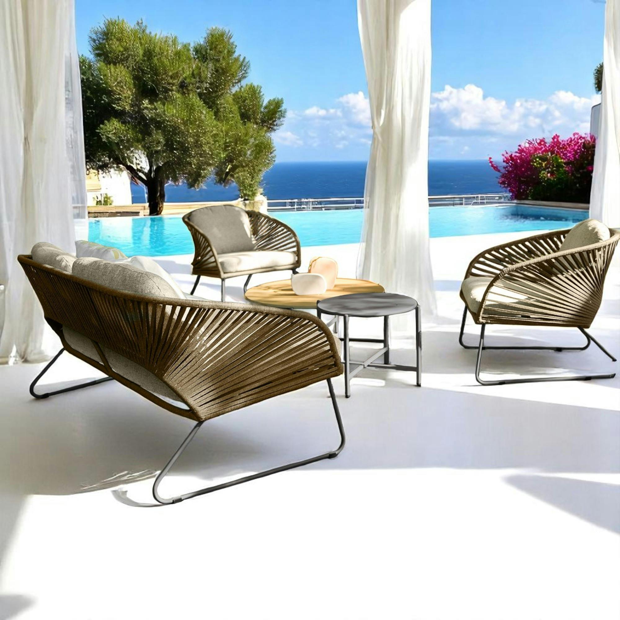 Salon de jardin 4 places avec 2 tables basses MENDOZA