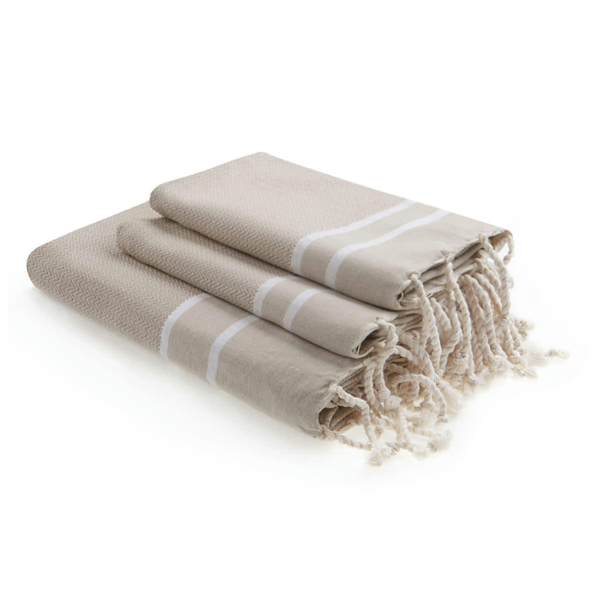 STOCKHOLM - Set bain, 1 fouta + 2 serviettes coton  100x200 taupe clair