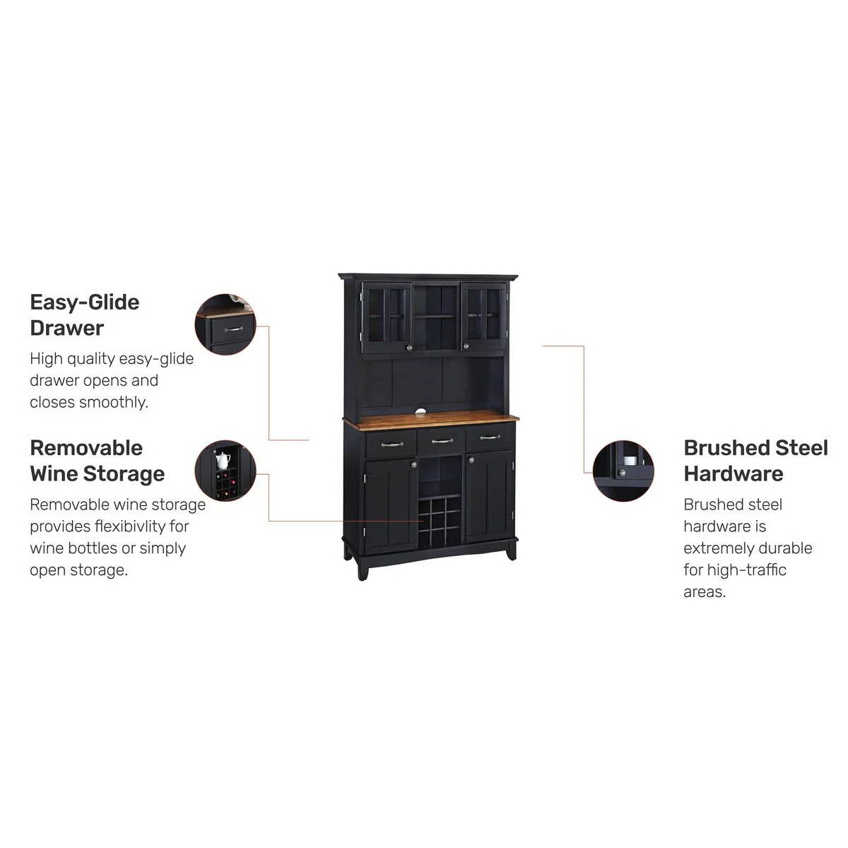 Buffet of Buffets Black Storage Hutch with Wood Top