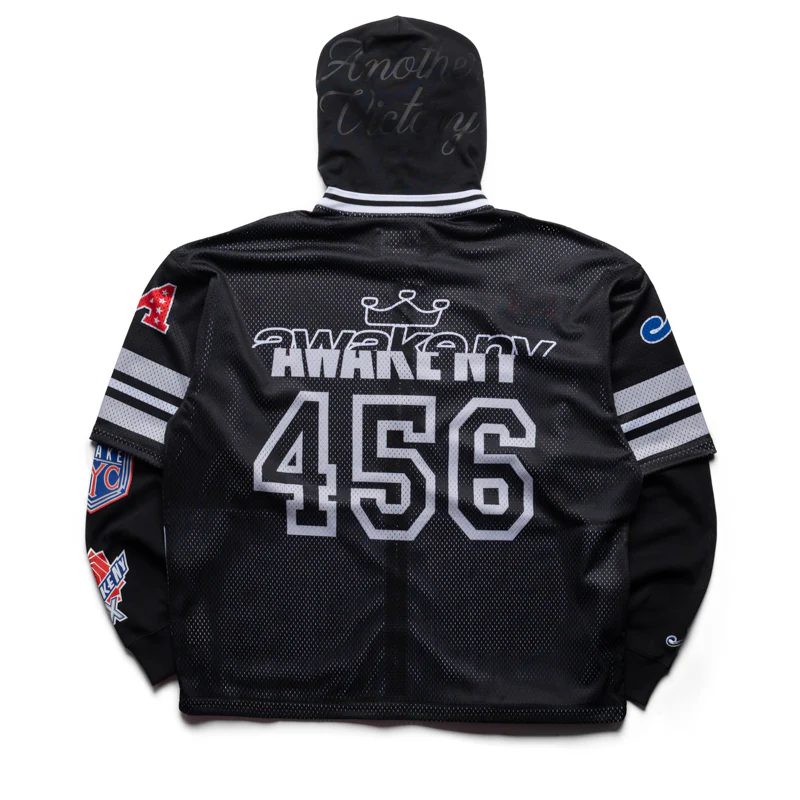 Awake NY Headcrack Champs Jersey Zip Hoodie - Black