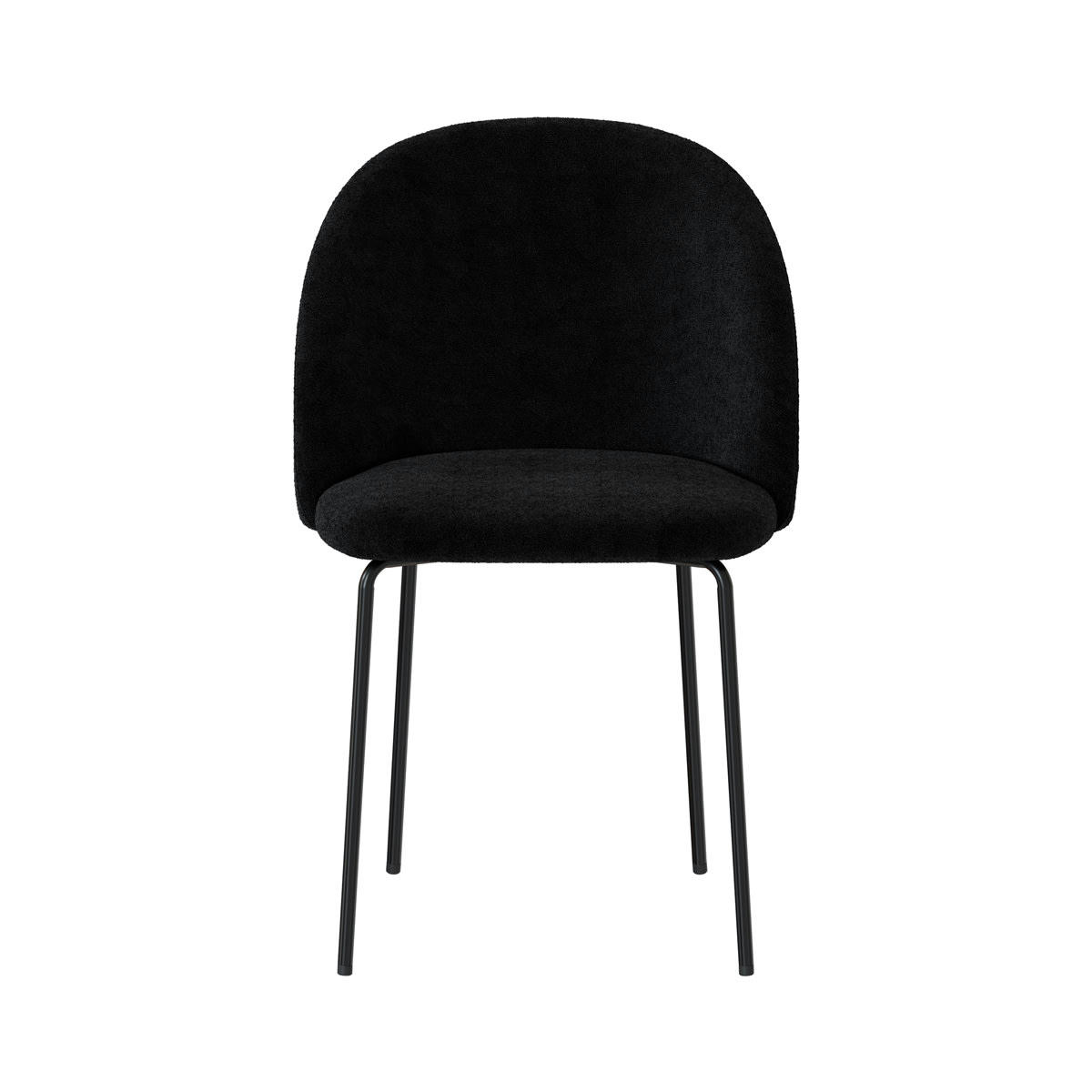 KARL - Chaise en tissu bouclé noir (lot de 2)
