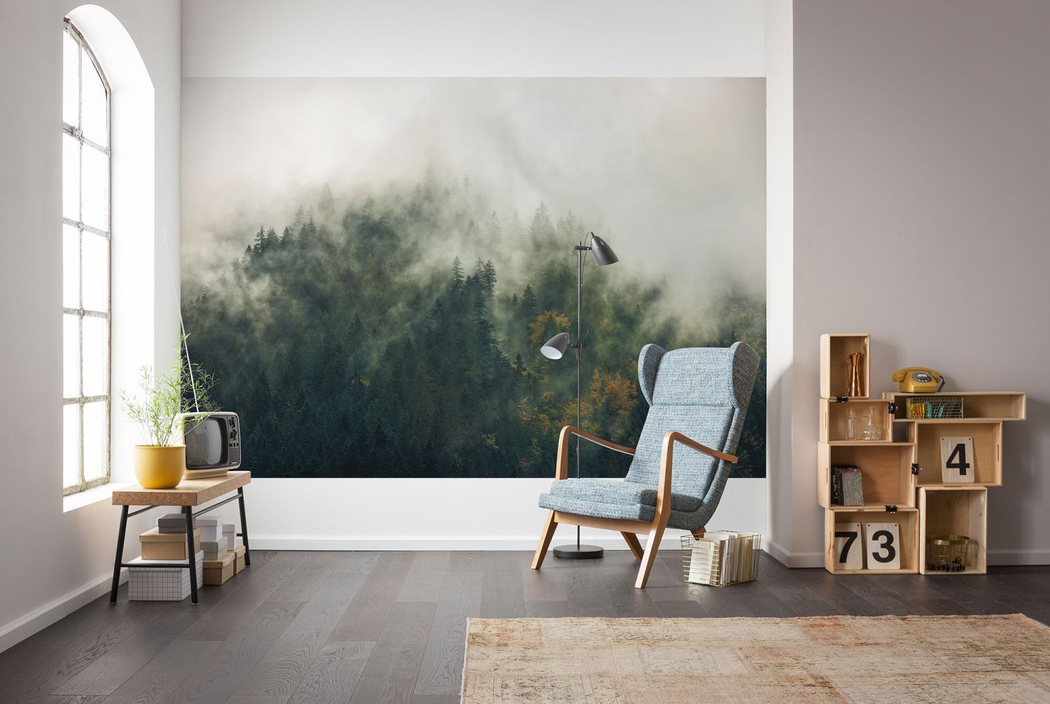 Sanders & Sanders fotobehang mistig bos groen - 300 x 200 cm - 612557