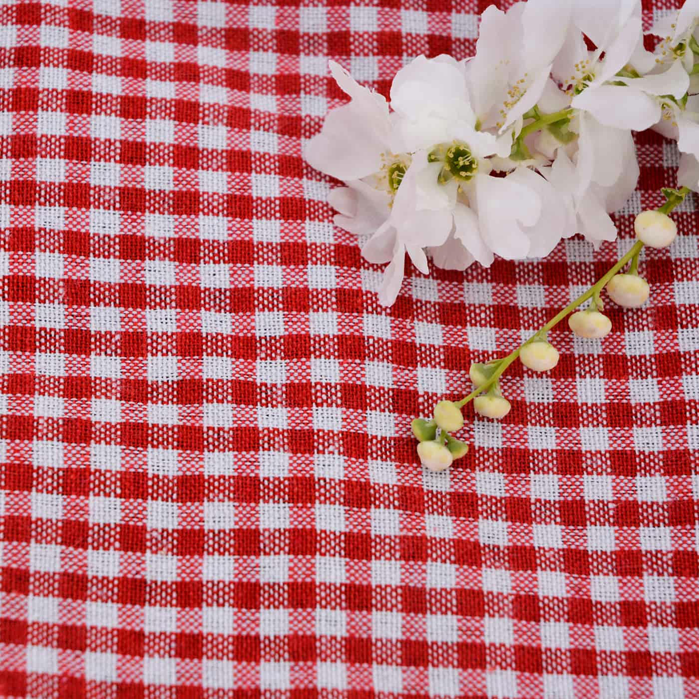 - Nappe pique-nique à revers imperméable vichy rouge 140 x 140 cm