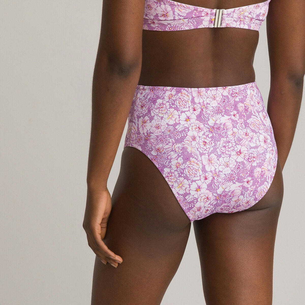 Bas de maillot de bain culotte haute motif fleurs