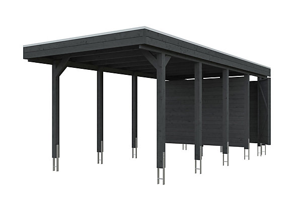 Carport SKAN HOLZ Friesland Set B, 320 x 708 cm, avec remise, gris ardoise