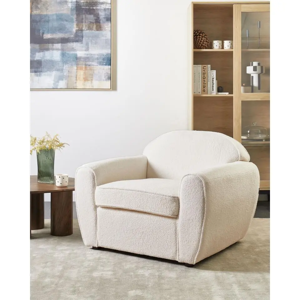 ELLEDE - Fauteuil - Lichtbeige - Boucl&eacute;