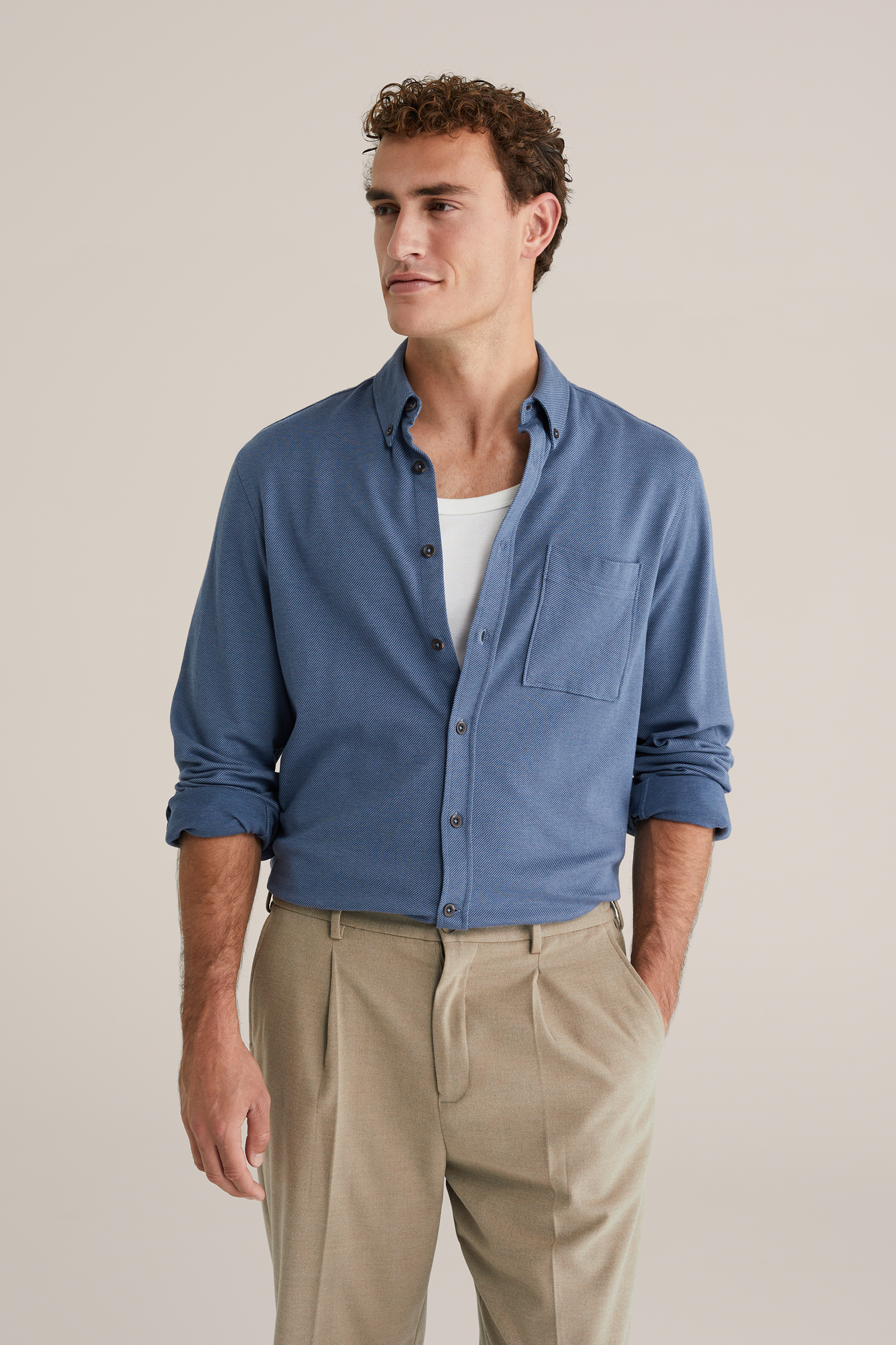 Heren regular fit gebreid shirt