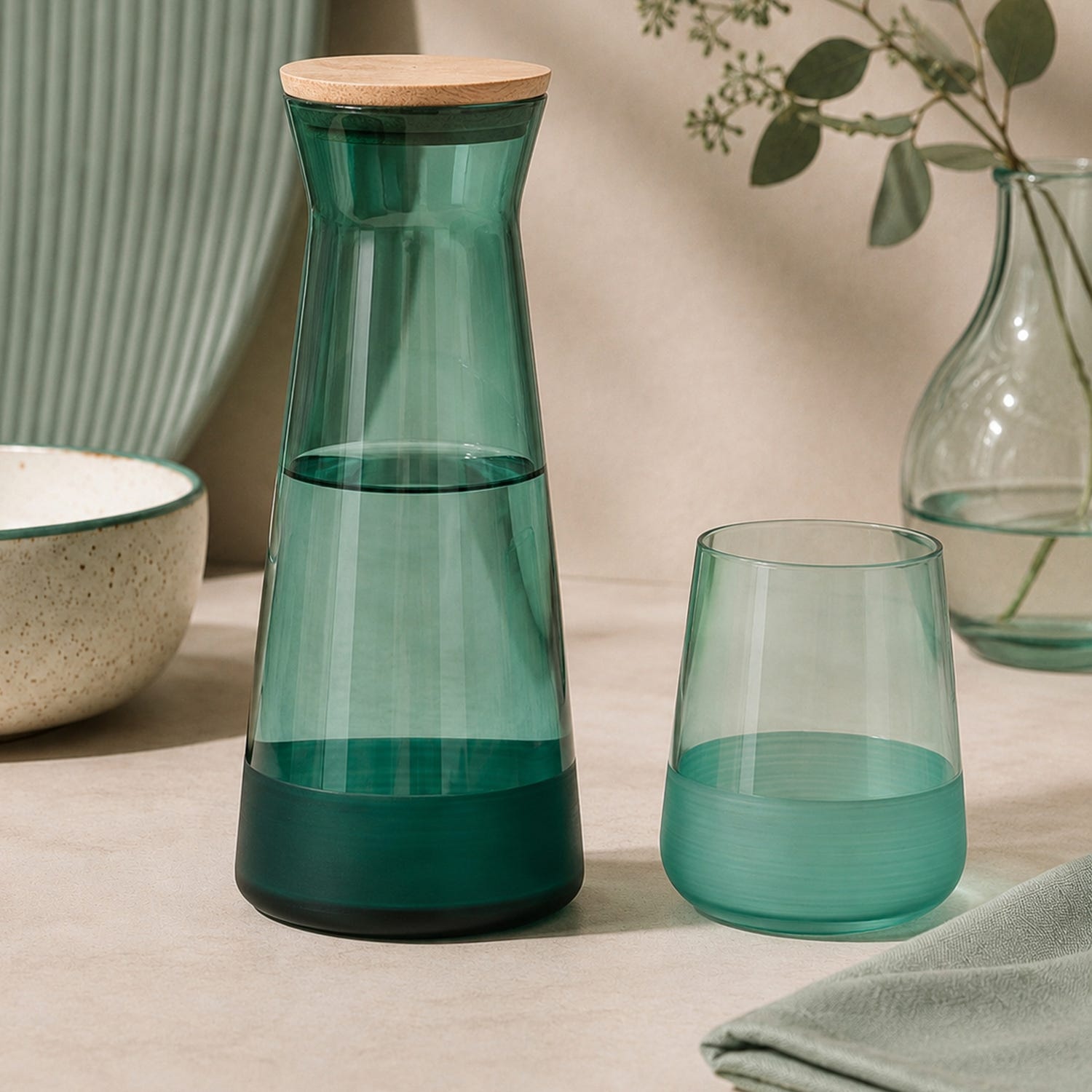 Caraffa vetro con coperchio 380 ml verde Blaze