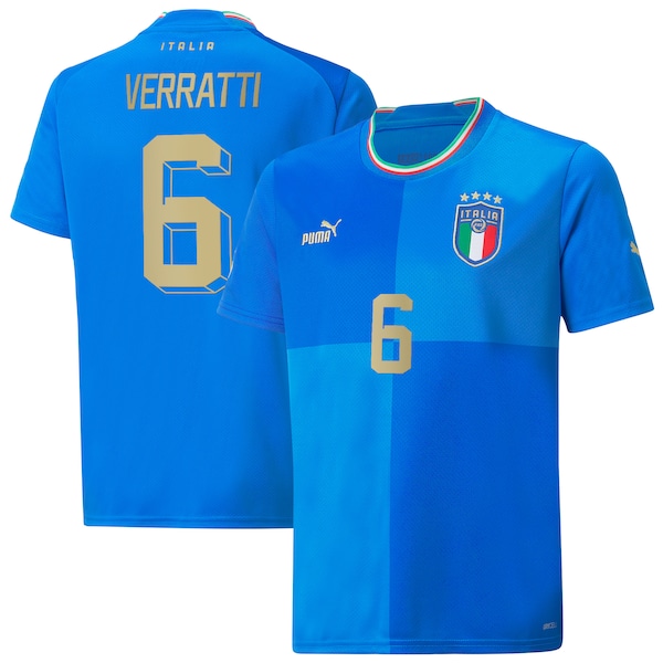 Marco Verratti Italy National Team Puma Youth 2022/23 Home Replica Player Jersey - Blue
