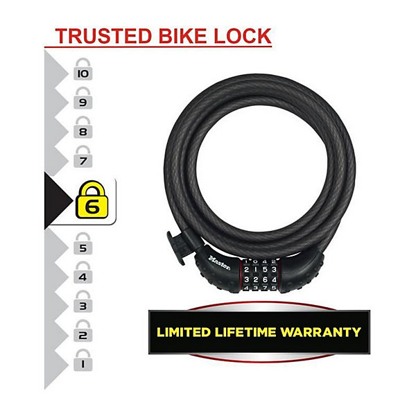 Antivol pour vélo - MASTER LOCK - 8120EURDPRO - Câble torsadé en acier - 1,8 m de longueur
