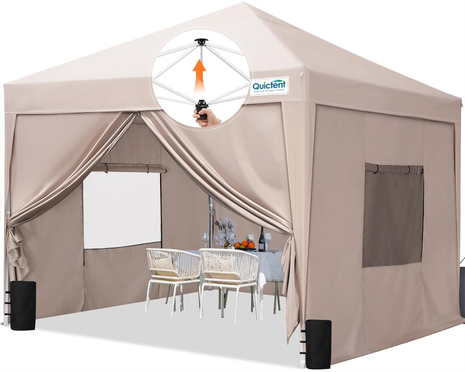 Quictent Privacy 10x10 Pop up Canopy Tent with Sidewalls and Roll-up Ventilated Windows  One Person Easy Setup  Outdoor Commercial Gazebo Shelter Enclosed Waterproof  Bonus 4 Sandbags