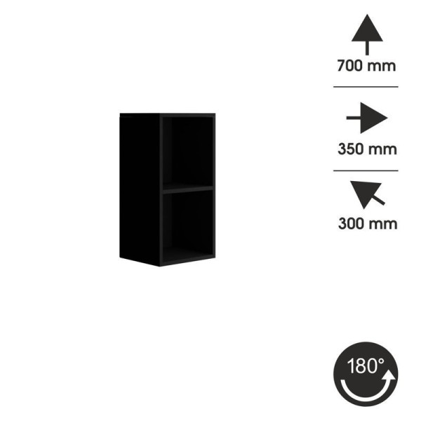 Czarna półka wisząca do salonu 35 cm PREMIUM
