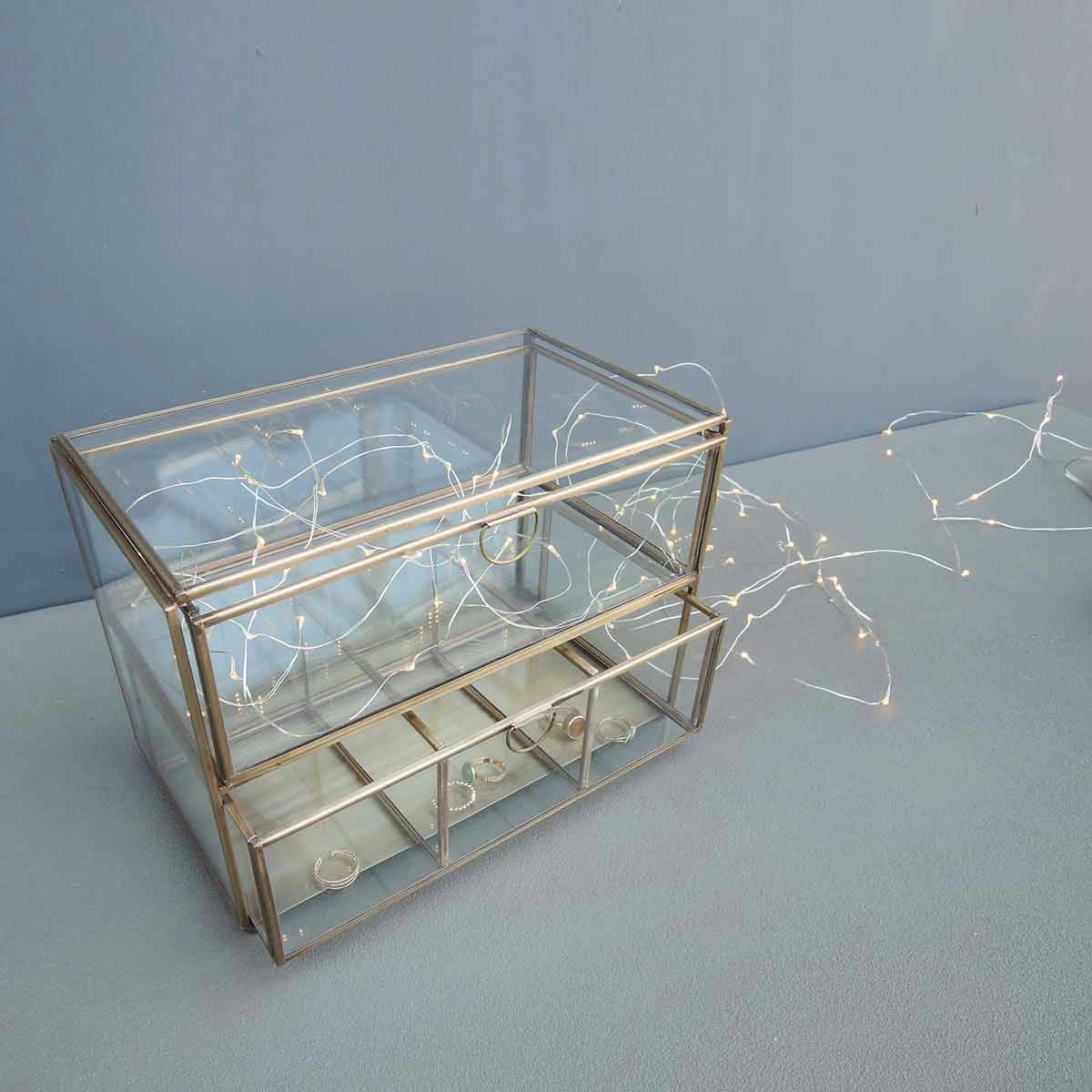 MIRA - Boîte à bijoux avec compartiments 2 tiroirs verre