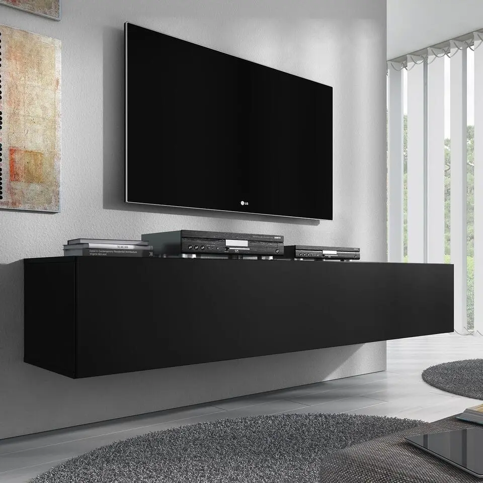 Meubella - TV-Meubel Flame - Mat Zwart - 160 cm