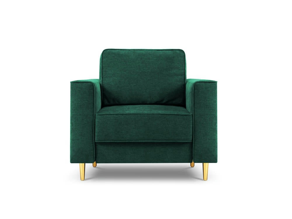 DUNAS - Fauteuil en tissu structuré vert bouteille