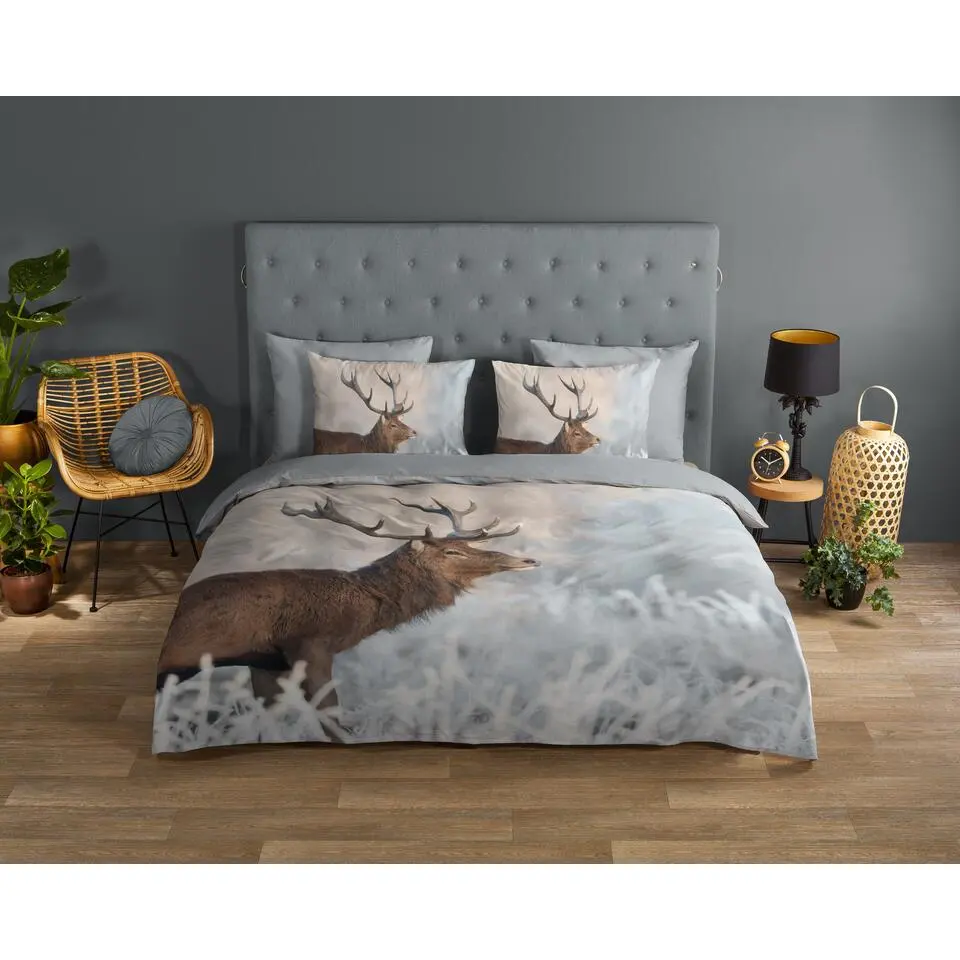 Good Morning Edelhert Dekbedovertrek Grijs-Lits-jumeaux (240 x 200/220 cm)