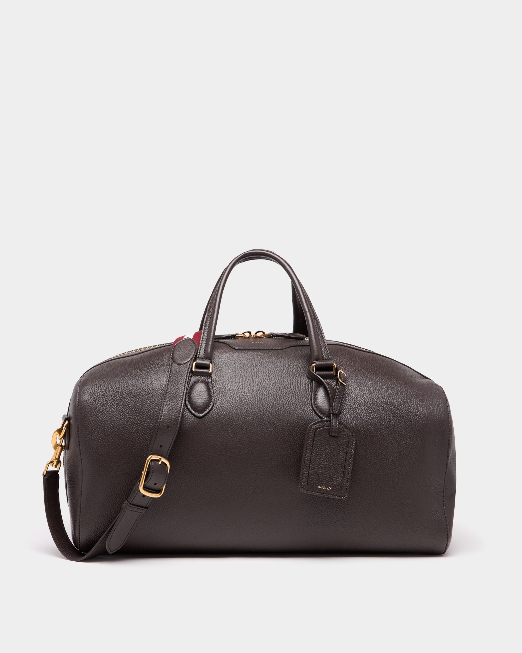 Beckett Duffle Bag aus genarbtem Leder in Ebenholzschwarz