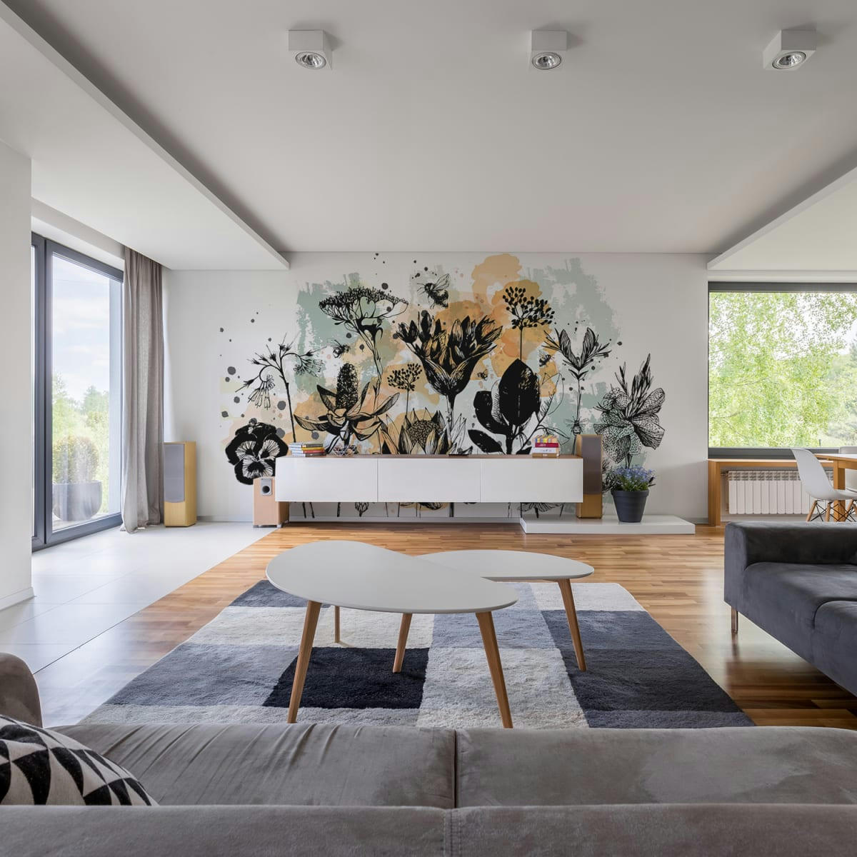 - Papier peint panoramique fleurs des champs 225 x 250 cm