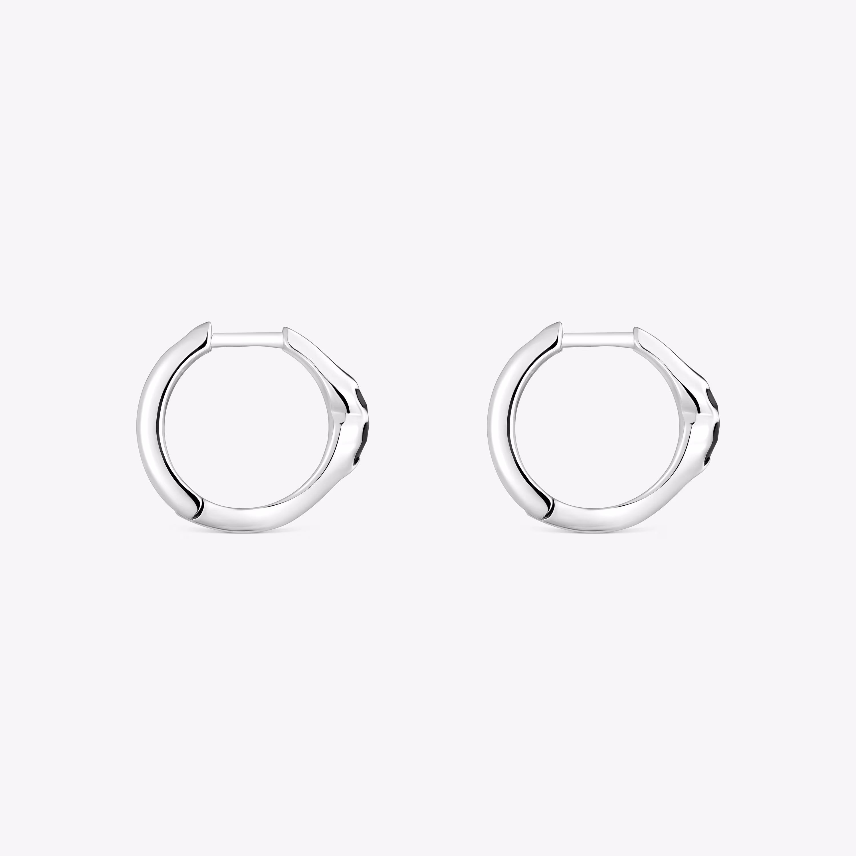 Pendientes de aro de plata y motivo oso en ónix 10 mm Icon Color
