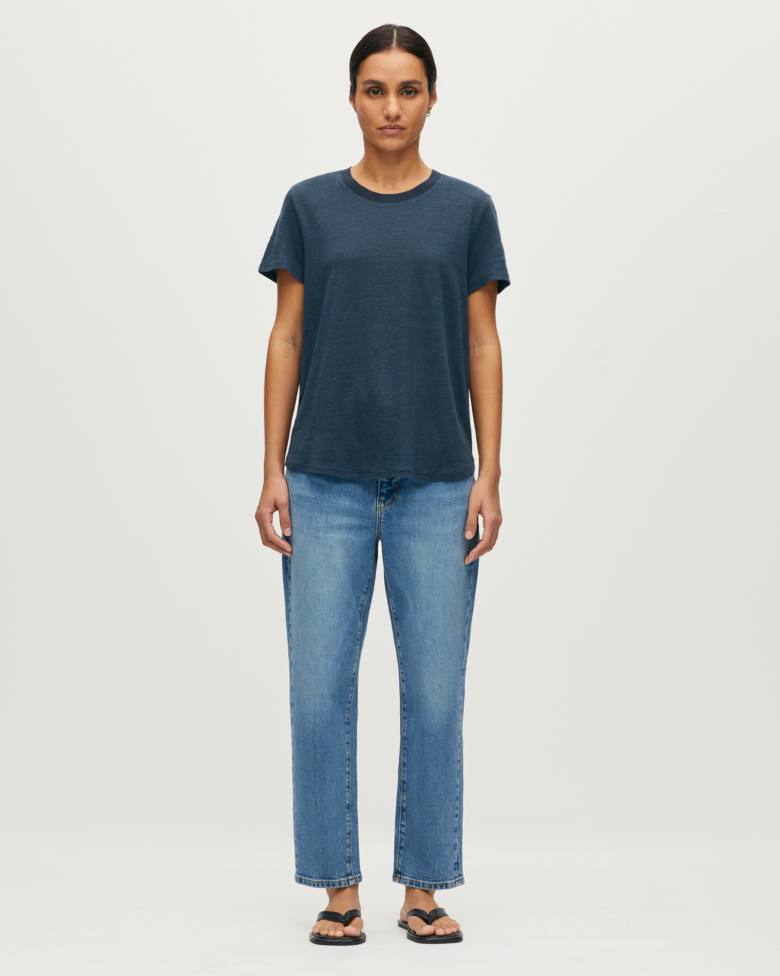 T-shirt col rond en lin AMANDINE