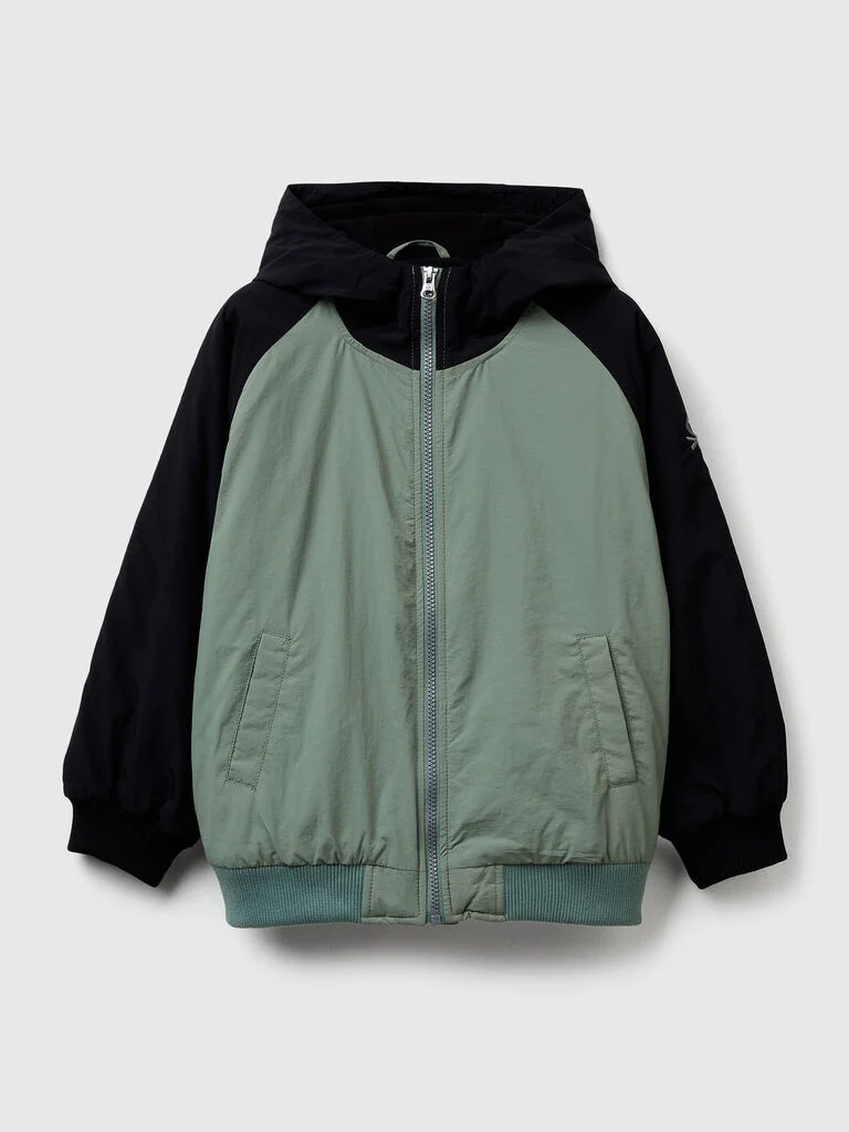Nylon jacket with hood