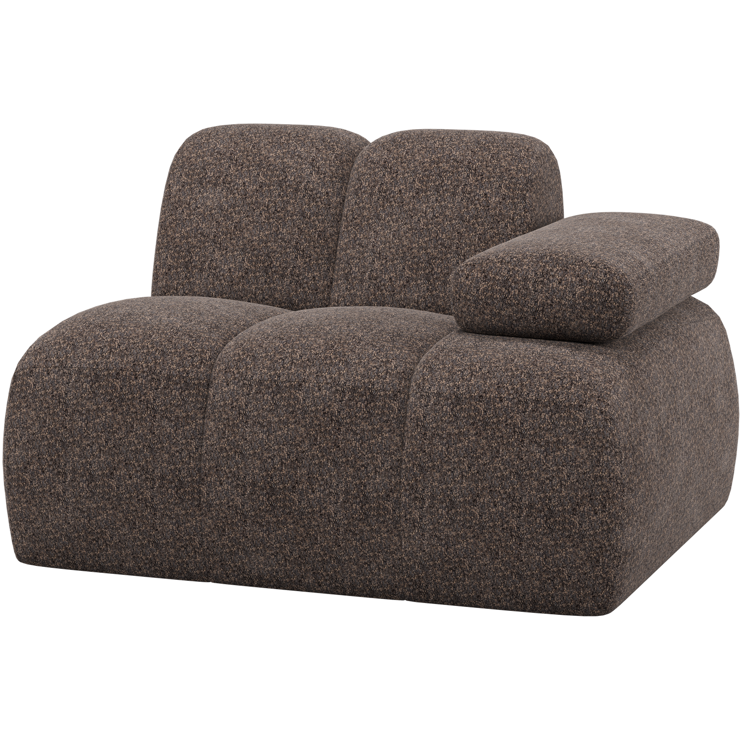 WOOOD 1-zits element bank arm rechts Mojo - Wollig - Bruin - 74x124x97