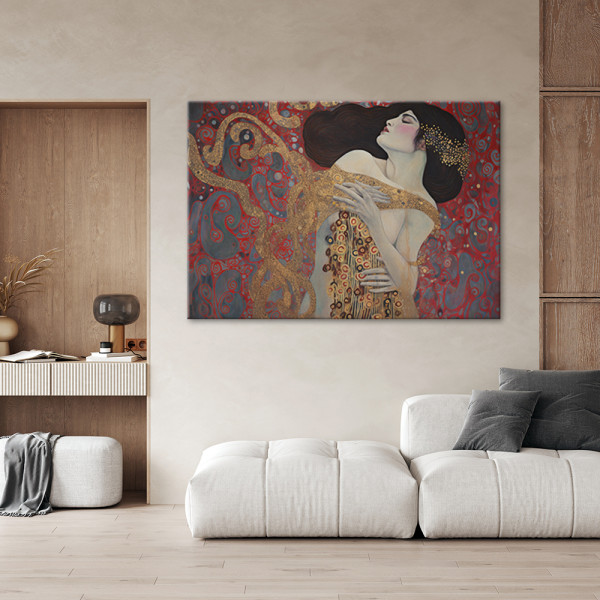 Feeby Obraz na płótnie, Kobieta czerwona abstrakcja - G. Klimt 60x40