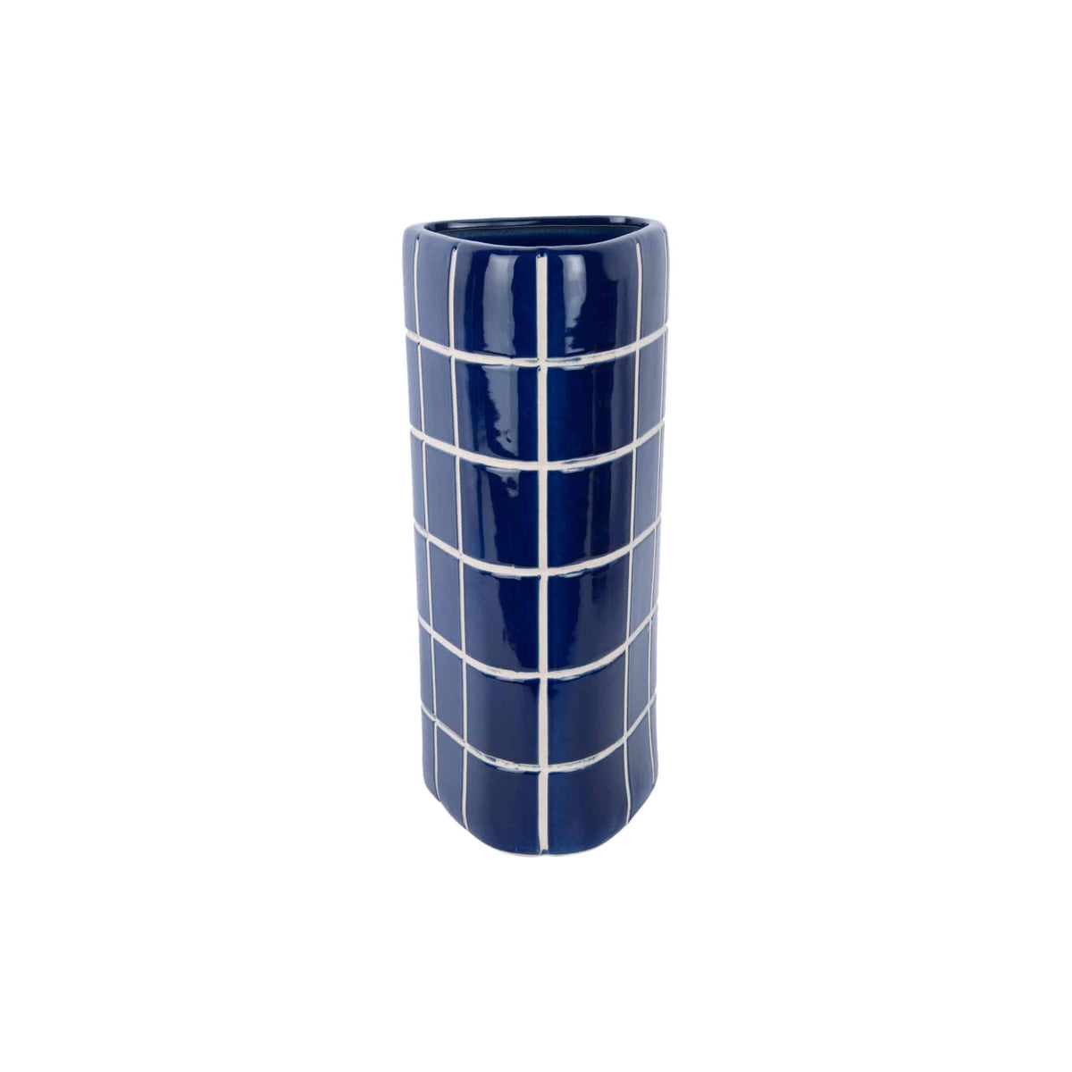 Present Time vaas Retro Tiles - blauw - 16.5x15x37cm