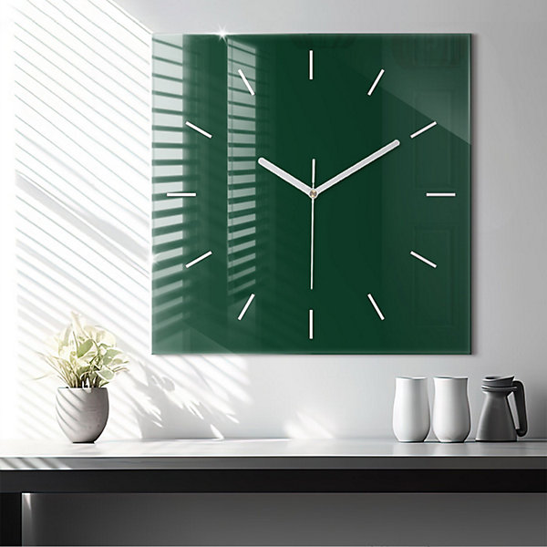 Horloge murale Wallfluent 60x60 cm Aiguilles blanches Vert bouteille 1 pcs