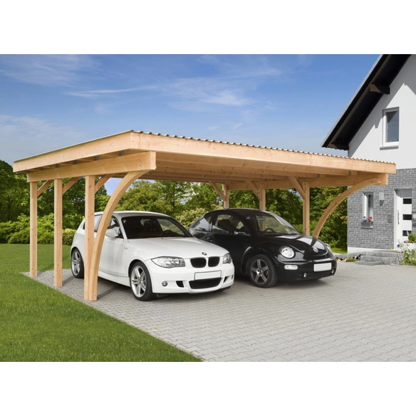Doppelcarport »Stuttgart 2«, Außenmaß BxT: 602 x 762 cm, braun, Holzart: Douglasie