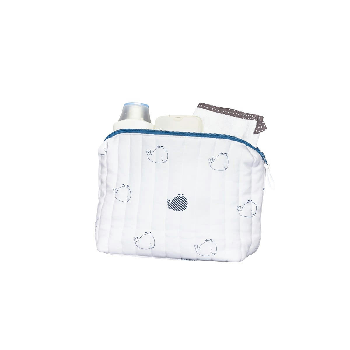 BLUE BALEINE - Trousse de toilette en coton Bio blanc