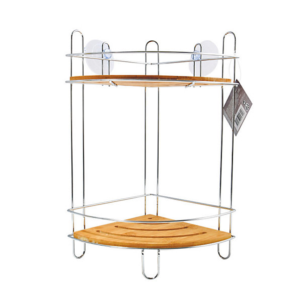 Etagère de douche d'angle àventouses en Bambou MSV