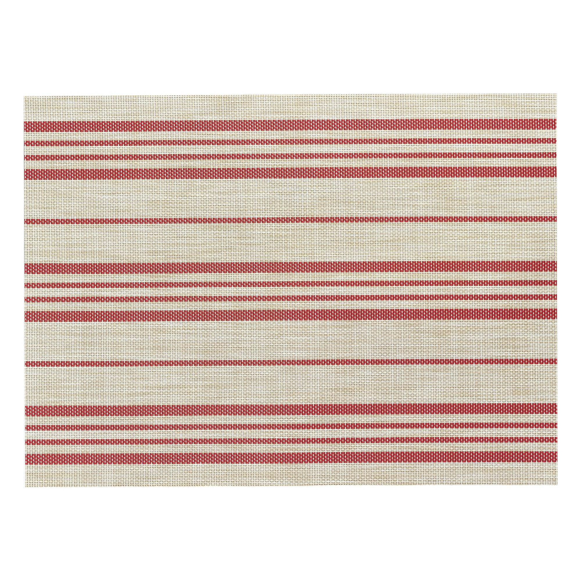 SINA - Set de table  en polyester naturel/rouge 33 x 45