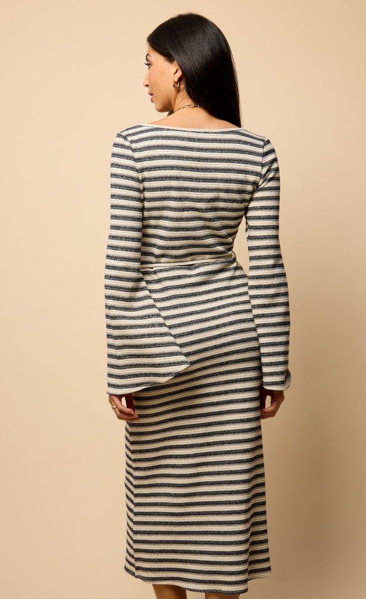 Little Mistress Striped Knitted Midaxi Dress