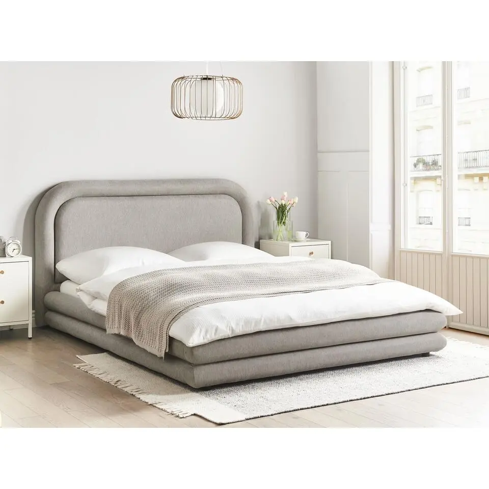 LAVARDENS - Bed - Taupe - 160 x 200 cm - Kunstlinnen