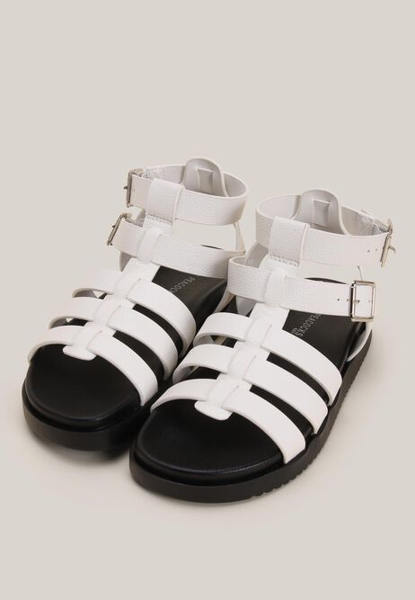 Older Girls White Gladiator Sandals